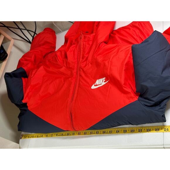 Nike Jacket Men Large Red Navy Synthetic Fill Windbreaker Full Zip Logo Outdoors - Picture 11 of 12